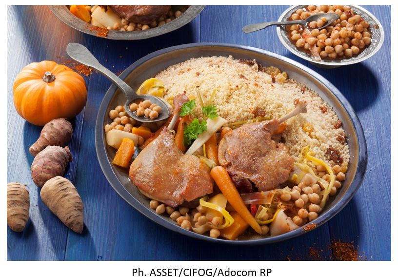 Le Couscous au Confit de canard et aux légumes anciens